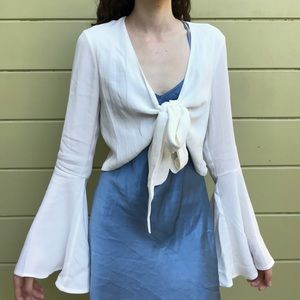 Romantic white tie up blouse